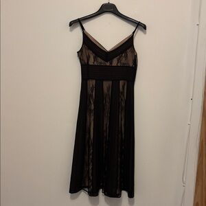 LOFT Tan and Black Spaghetti Strap Dress